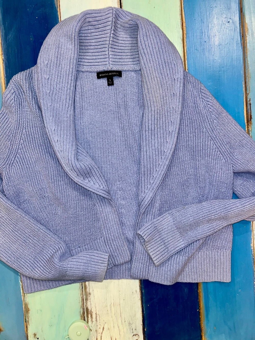 Banana Republic Women's Small Chunky Knit Shawl Collar Open Cardigan